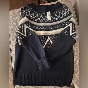Fair Isle beaded, Navy Patterned Sweater